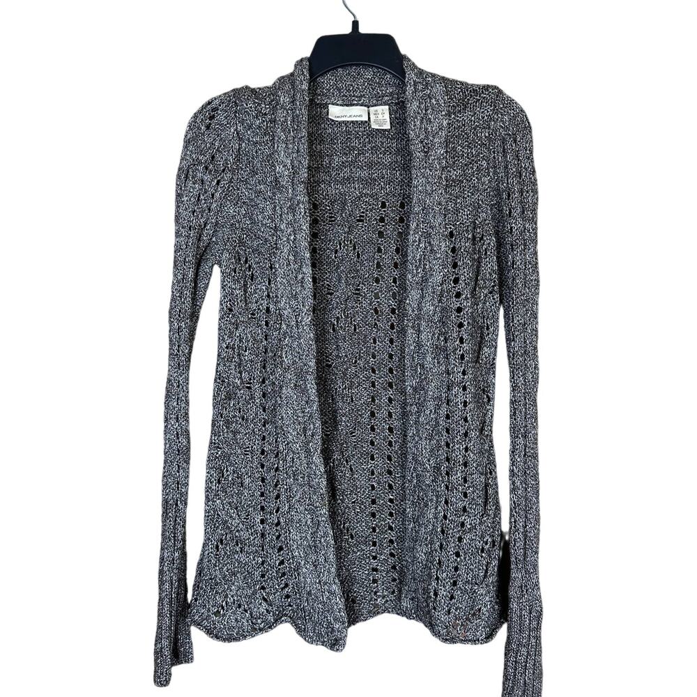 DKNY Jeans Brown/White Mix Heavy Knit Open-front‎ Cardigan Size Small